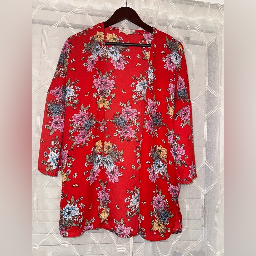 Pink Republic‎ Red Floral Kimono